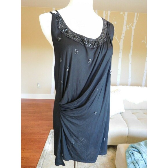 Darling NWT LEIFNOTES Anthropologie Black Onyx Beaded Noise Tank M NEW! - Picture 2 of 7